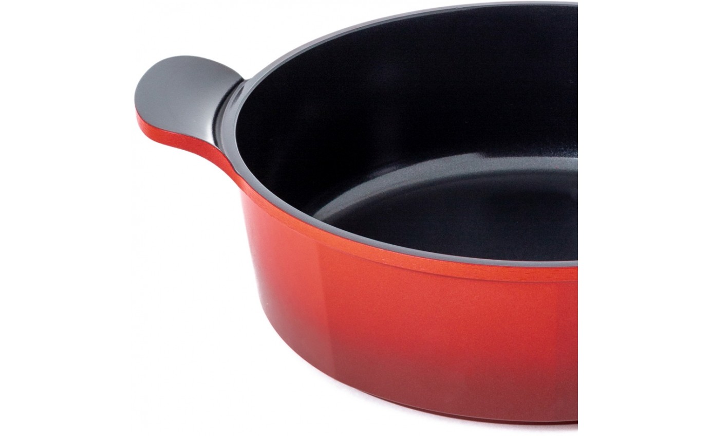 Neoflam 28cm Venn Low Casserole Induction Red CVL28R