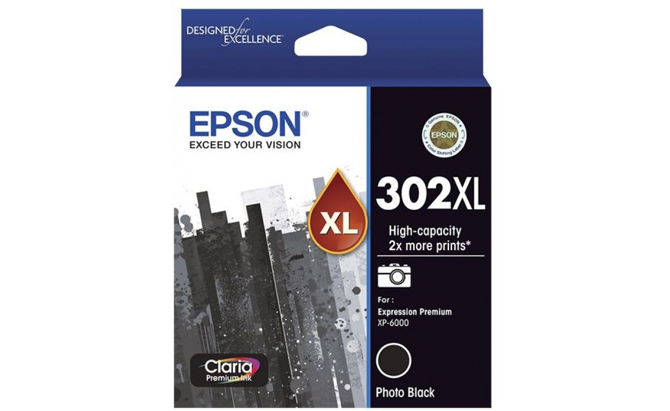 Epson 302XL Claria Premium High Yield Ink Cartridge (Photo Black) T01Y192