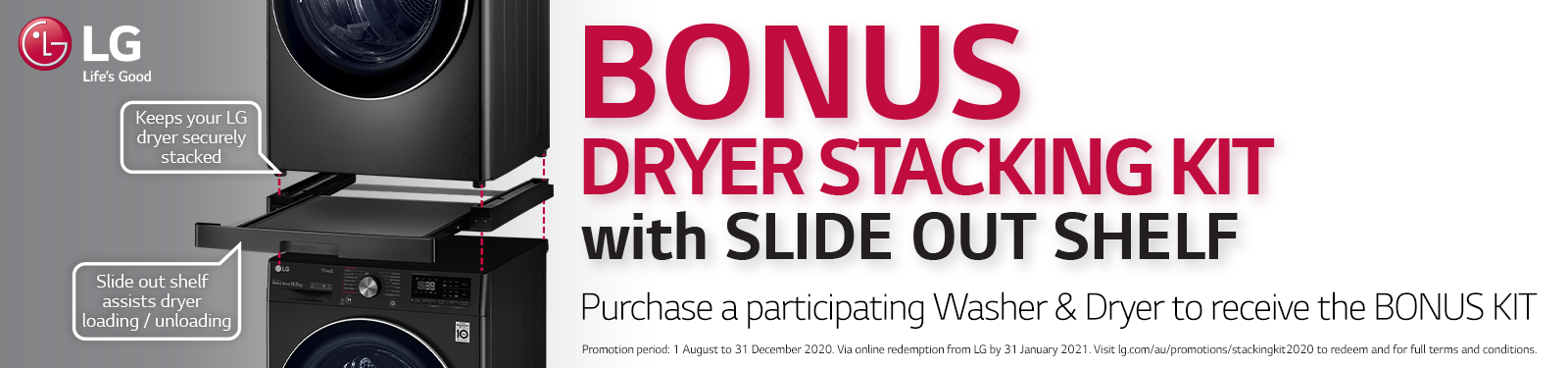 LG Bonus Dryer Stacking Kit Black