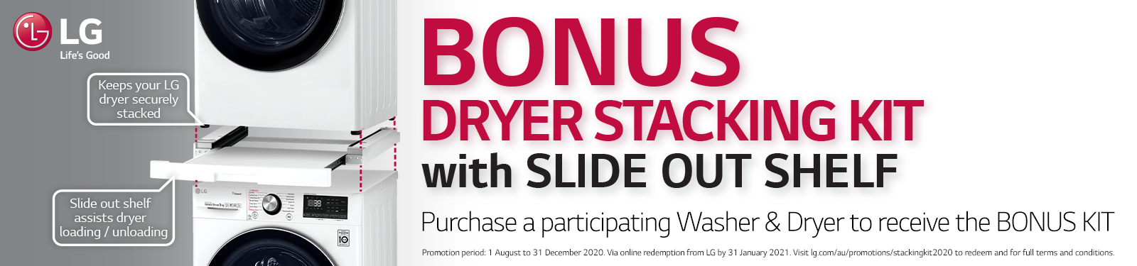 LG Bonus Dryer Stacking Kit White